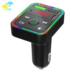 F2 car bluetooth FM transmitter USB charger Colour LED backlight wireless broadcast speaker hands kit TF card MP3 player3459488