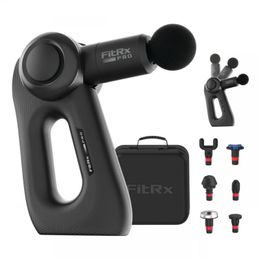 FitRx Pro Neck and Back Massager Handheld Percussion Massage Gun with Multiple Angles Speeds Attachments 240411