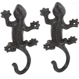 Hooks 2Pcs Cast Iron Lizard Garden Towel Towels Coats Hats Hanger Key Holder Home Wall Mount Hook Antique Decoration Rack