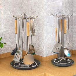 Kitchen Storage Stainless Steel Rotary Pot Shovel Rack Upgraded Thickened Stable And Enlarged Water Tray Sink Holder