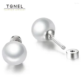 Stud Earrings Pearl Screw For Women Girls Stainless Steel 8mm WhiteTiny 20G Piercing Sleeper Mens Fashion Tragus Ears