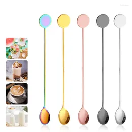 Spoons 50pcs 304 Stainless Steel Round Brand Coffee Stirring Spoon Creative Beverage Cocktail Long Handle Mixing Stick Ice