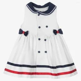 Girl Dresses Little Sailor Collar Bowknot Dress Summer Cotton School Navy White For Girls Baby Toddler Clothes