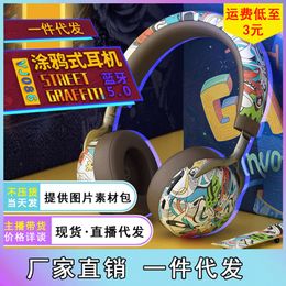 New Bluetooth Wireless Sports Running Private Model China-chic Graffiti Headset Earphone Long Range