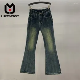 Women's Jeans LUXE&ENVY High Waisted Flared Women Elastic Slimming Pants Slightly Buttocks 2024 Autumn