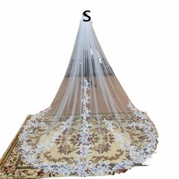 2022 Lg Lace Wedding Veil One Layer White Ivory 3 Meters Bridal Veil Voile Mariage Cathedral Veil with Comb O5yC#