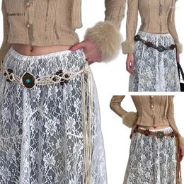 Belts Bohemian Crochet Belt Self Knotted WaistBand Ethnic Waist Women Waiststrap J78E