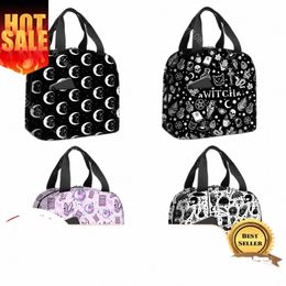 witch Mo Cat Print Insulated Lunch Bag Witchy Woman Waterproof Cam Picnic Bag Witchcraft Lunch Box Cooler Thermal Bags C5o6#