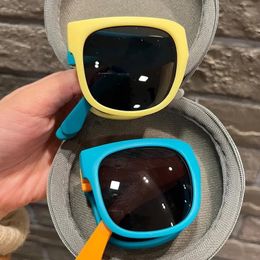 Kids Outdoor Foldable Sunglasses Baby Boys Girls Travel Goggle Shades Eyewear Vintage Square Frame UV Sun Glasses for Children 240416