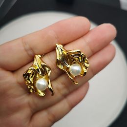 2024 Fashionable Elegant Gold Earrings with Special Shape Designed New Trendy Handmade Earrings Brass Material Earrings Jewelry for Ladies in Party