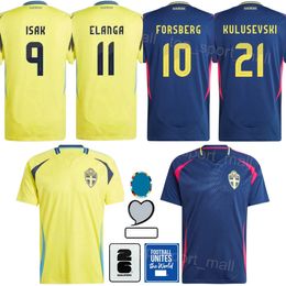 2024 2025 Euro Cup Sweden 10 FORSBERG Soccer Jersey Man National Team 1 OLSEN 11 ELANGA 6 AUGUSTINSSON 10 IBRAHIMOVIC 7 CLAESSON NILSSON THELIN Football Shirt Kits