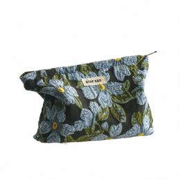 women's Makeup Bag Blue Vintage Fr Portable Cosmetic Sanitary Napkin Storage Bag Commuter Clutch Bag Travel Amenity q08r#