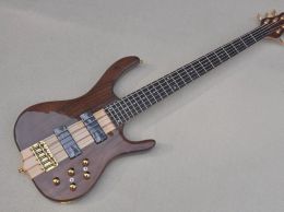 Guitar 5 Strings Electric Bass Guitar with Special Veneer,neck Through Body,gold Hardware,provide Customized Services