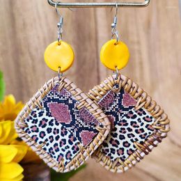 Dangle Earrings Trendy Jewelry Rattan Knit Clay Leather Geometric Statement Textured Handmade Long Drop Gift For Women