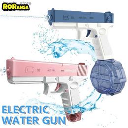 Piasek Water Play Fun Electric Water Gun Toy Shooting Toy W pełni automatyczny letni plażowa basena zabawka dla dzieci chłopcy dorosłe prezent Y240416