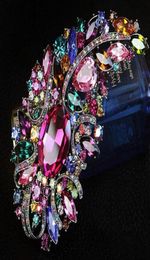 Extra Large Designer Luxury Brooch Multicoloured Crystal Diamond Diamante Wedding Brooch25773672089031