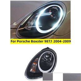 Car Light Assembly Headlight For Porsche Head Lamp Boxster 987.1 2004-2009 Cayman Upgrade Led Daytime Running Lens Drop Delivery M M Dh3He