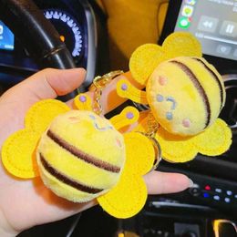 Plush Keychains Kawaii Honeybee Plush Key Ring Animals Keychain Doll Keychains Bag Pendant For Girls Women Key Ring Y240415