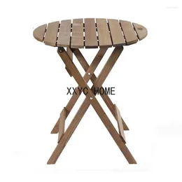 Camp Furniture Solid Wood Balcony Leisure Folding Table Courtyard OutdoorGarden Antiseptic Art Nature Countryside Retro StorageTable