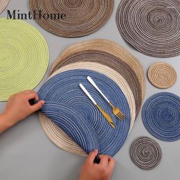 Table Mats 2pie/lot Cotton Yarn Dining Cushion Heat Proof Mat Household Placemat Resistant Cup Round Plate Bowl