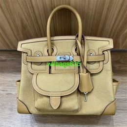 Cargo Totes Bk Cloth Handbag 2024 New Genuine Leather Womens Bag with Canvas Fashion Platinum Bag Insert Bag Handheld Single Shoulder Oblique have logo HBDUEQ