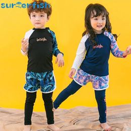 swimwear toddler swim Three Piece Long Sleeve Cover up baby girl swimwear kids girls boys Swimsuits Patchwork Swimwear 240412