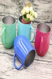 9oz Stainless Steel Egg Shaped Glass Coffee Cup Shell Ushaped Insulation Egg Mug Cup with Handle Thermo Mug 4 Colors 2pcs OOA42947248732