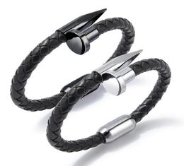 Fashion Simple Men Jewellery Multilayer Leather Bracelet Stainless Steel Magnetic Buckle Charm Bracelet Genuine Leather Weave Brace7939512