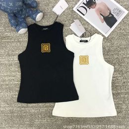 24 Spring/Summer New Niche Design Trendy Brand Chest Letter Gold Wire Embroidery Embellishment Fashionable Slimming Vest