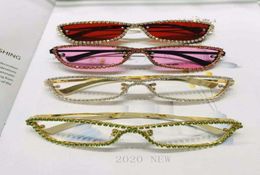 Sunglasses Full Crystal Frame Shiny For Women Clear Pink Rhinestones Party Sun Glasses Female Elegant Shades NX9347484