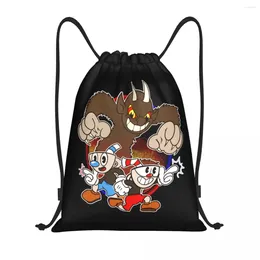 Shopping Bags Custom Game Cuphead Drawstring Women Men Lightweight Sports Gym Storage Backpack