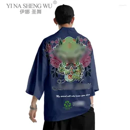 Ethnic Clothing Japanese Style Samurai Kimono Streetwear Men Cardigan Japan Harajuku Anime Print Shirt Summer Loose Pants Trendy Asian