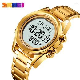 Wristwatches SKMEI Muslim Azan Digital Watch For Prayer Worship Reminder Qibla Compass Hijri Calendar Wrist Men Waterproof Watches