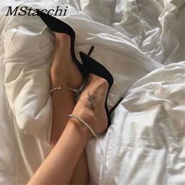 Sandals Luxury Diamond Chain Womens Pump Designer Sandals High Heels Summer Ankle Strap Party Shoes Star Style Wedding Ball Shoes J0416