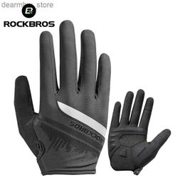 Cycling Gloves ROCKBROS Cycling Mens Gloves Spring Autumn Bike Cycling Gloves Sports Shockproof Breathab MTB Mountain Bike Gloves Motorcyc L48