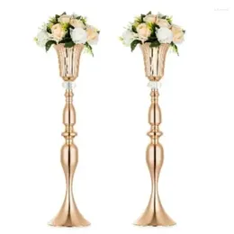 Vases 10 Pcs Wedding Centerpieces For Tables Metal Flower Trumpet Vase With Crystal Bead 29.1 Inch Tall