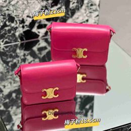 High end Designer bags for women Celli Genuine leather womens bag tofu bag High quality hand rub pattern cowhide box small square bag Rose red single shoulder diagonal