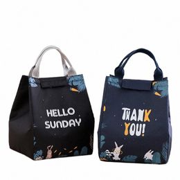 unisex Carto Cute Tote Food Bag Portable Waterproof Oxford Fresh Thicken Lunch Bag Zipper Thermal Oxford Student Lunch Box h0Be#