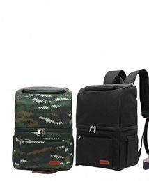 cooler Bag Backpack Soft Large Double Layer Thermal Insulated For Food Refrigerator Beer Wine Picnic G9CC#