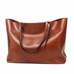 women's Leather Tote Bag Women Handbags Female Designer Large Capacity Black Leisure Shoulder Bags Fi Ladies Purses Bolsas I47P#