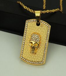 Domineering diamond skull stereo Pendant Necklaces for women Hiphop Gold Plated Necklace Party jewelry2980400