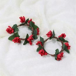 Decorative Flowers 5 Pcs Xmas Ornament Rings Napkin Berry Iron Wire Christmas Party
