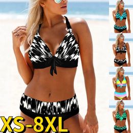 Women's Swimwear Women High Waist Two Piece Set Design Printing Bath Suit Swimming Bathing Ladies Loose Bikini Swimsuits