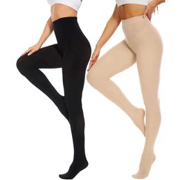 Sexy Socks Women Fleece Warm Winter Tights Leggings Thick Fleece Panty Fake Translucent Pantyhose Stocking Ladies 80G Lingerie Hosiery Pant 240416