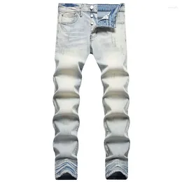 Men's Jeans 2024 Mens High Quality Light Blue Straight Slim Plus Size 42 44 Pantalones Designer For Men Casual Denim Pants