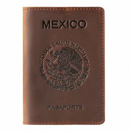 high-end Mexico Genuine Leather Passport Cover For Mexican Credit Card Holder Vintage Men Women Passport Case Travel Wallet D7zA#