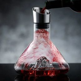 Creative Wine Decanter 1500ml Builtin Iceberg Leadfree Crystal Luxury Highend Home Red Divider Pot 240407