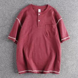 Men's T Shirts 2024 Bamboo Joint Cotton Short Sleeved T-shirt Trendy Half Sleeves Top Shirt 127
