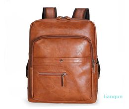 Backpack Men PU Leather Bagpack Large Laptop Backpacks Male Mochilas Shoulder Schoolbag For Teenagers Boy Black Brown6386854