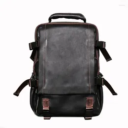 Backpack European And American Fashion Men Women Genuine Leather Backpacks Business Real Boy Schoolbag Male Shoulder Bag